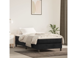 Cama Box Spring Con Colchón Terciopelo Negro 100x200 Cm