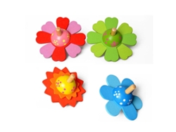 Rebe-4 Peças De Trompo Florido De Madeira Colorido Para Crianças, Presente Novidade, Brinquedo De Trompo Infantil