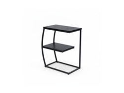 Mesa Auxiliar Relaxdays, C, 2 Estantes, H X A X F 57,5 X 47,5 X 25 Cm, Mesa Para Sofá Y Cama, Metal Y Mdf, Negro