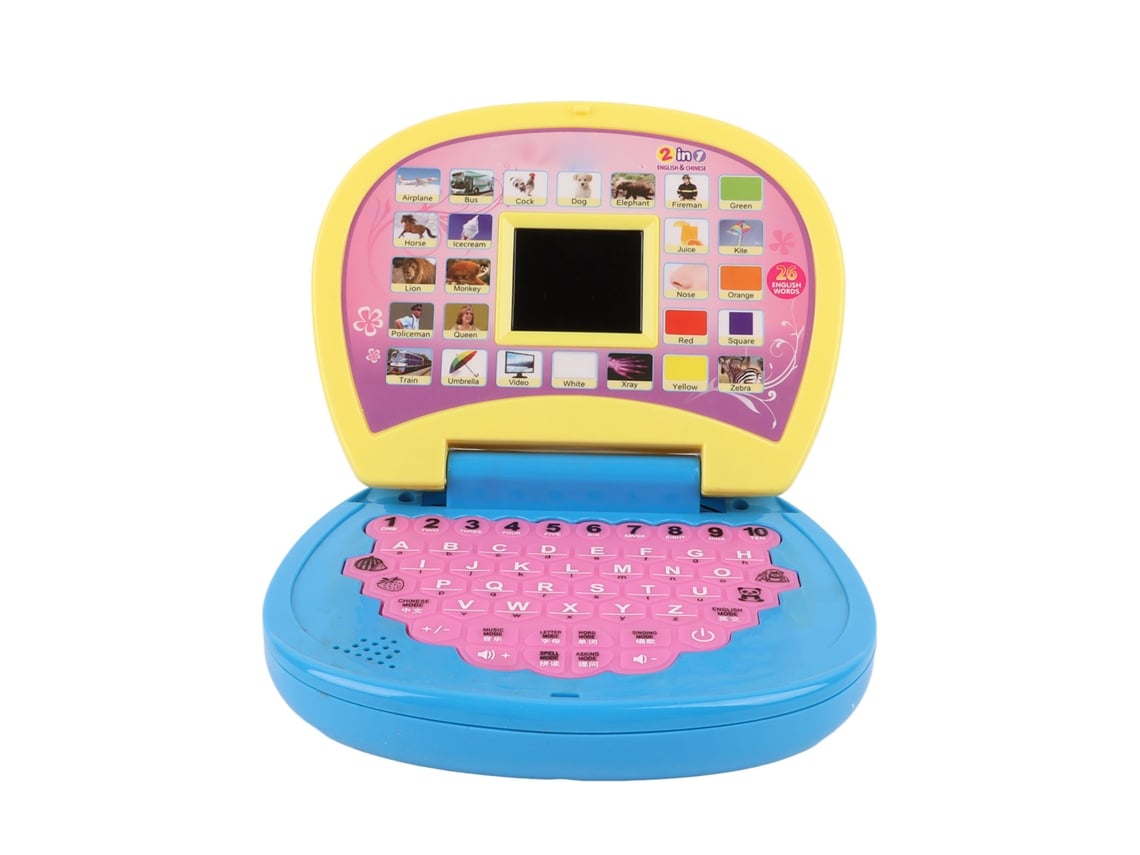 Bj-laptop Educativa Para Crianças Com Tela Led, Brinquedo De Aprendizagem Portátil Com Alça Amarela Azul