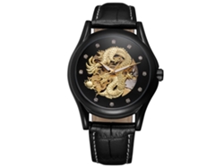 Reloj Mecánico Para Hombre Forsining, Resistente Al Agua Hasta 30 M, Con Caja Y Correa Negras.