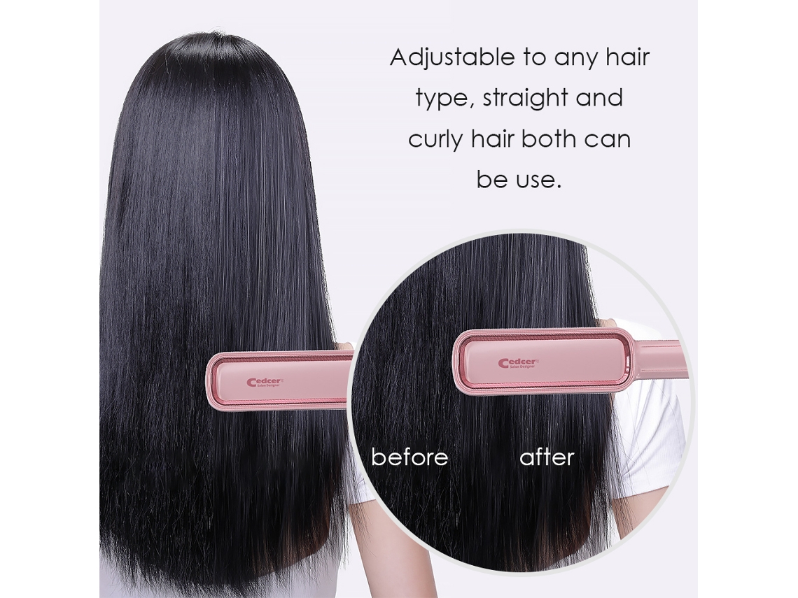 Afeitadora De Pelo Portátil Iónico Cerámica Cepillo Rectificador De Pelo 20s Calentamiento Rápido Anti-quemaduras Herramientas De Peinado