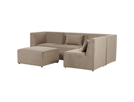 Sofá esquinero modular de 4 plazas izquierda con reposapiés Bombazine Taupe Lemvig BELIANI