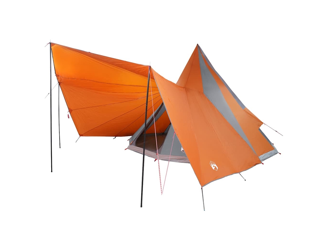 Tienda de campaña familiar tipo tipi, gris y naranja, 510 x 690 x 330 cm