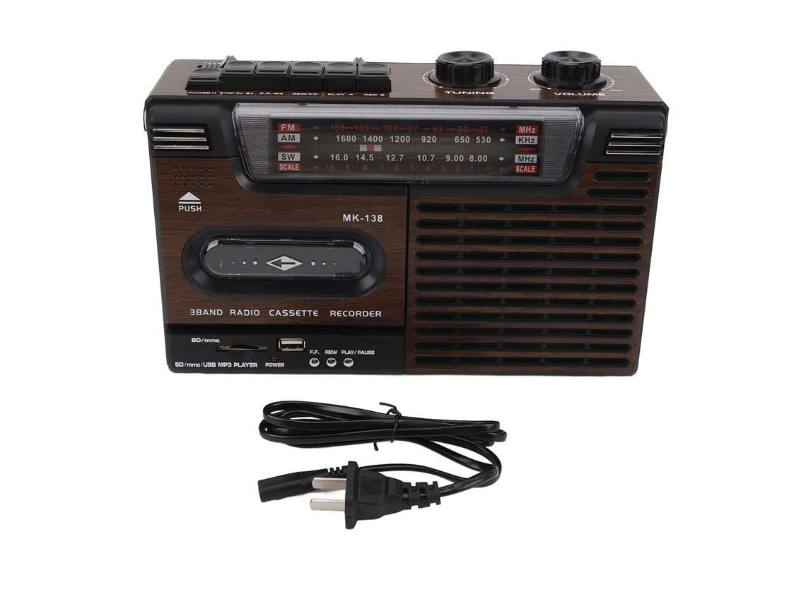 Reproductor de casetes portátil con radio de 4 bandas y efecto de campo cercano