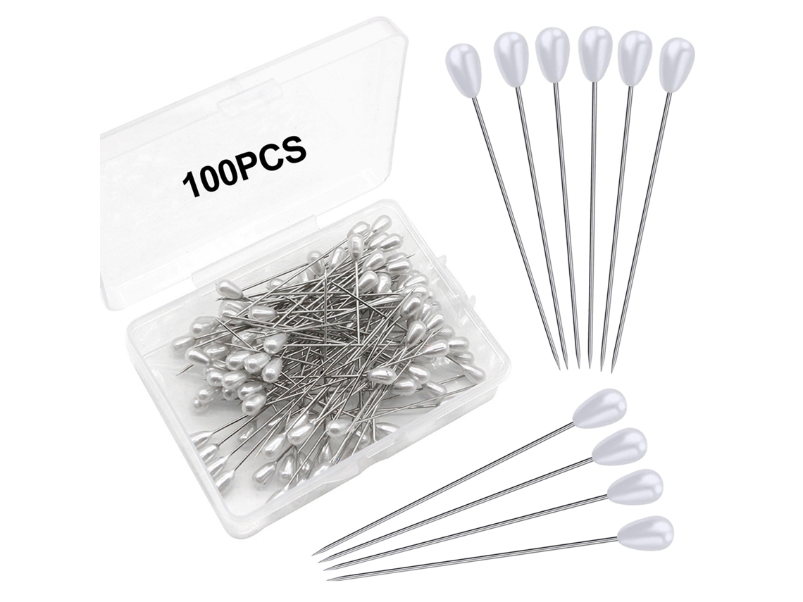 Alfileres de perla blanca elegantes, alfileres de costura rectos para bodas, joyas, flores, manualidades DIY Kofihety