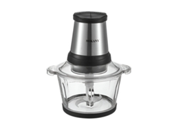 Picadora eléctrica de 800 W y 2 L con doble velocidad, color gris, acero inoxidable