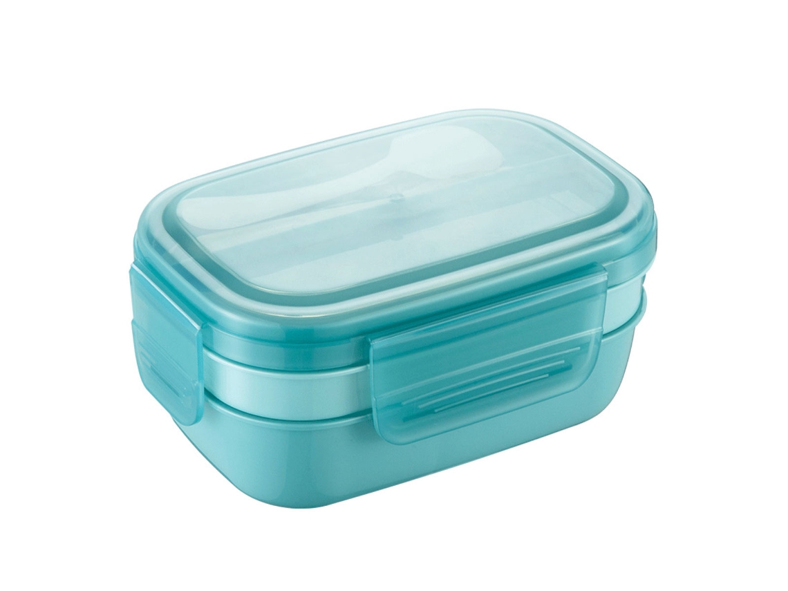 Fiambrera para microondas con tapa, apilable, portátil, con compartimento para salsas, reutilizable.