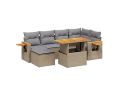Conjunto 7 sofás de jardín VIDAXL y cojines ratán sintético beige