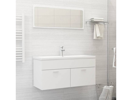 Conjunto 2 de muebles de baño VIDAXL madera contrachapada blanco