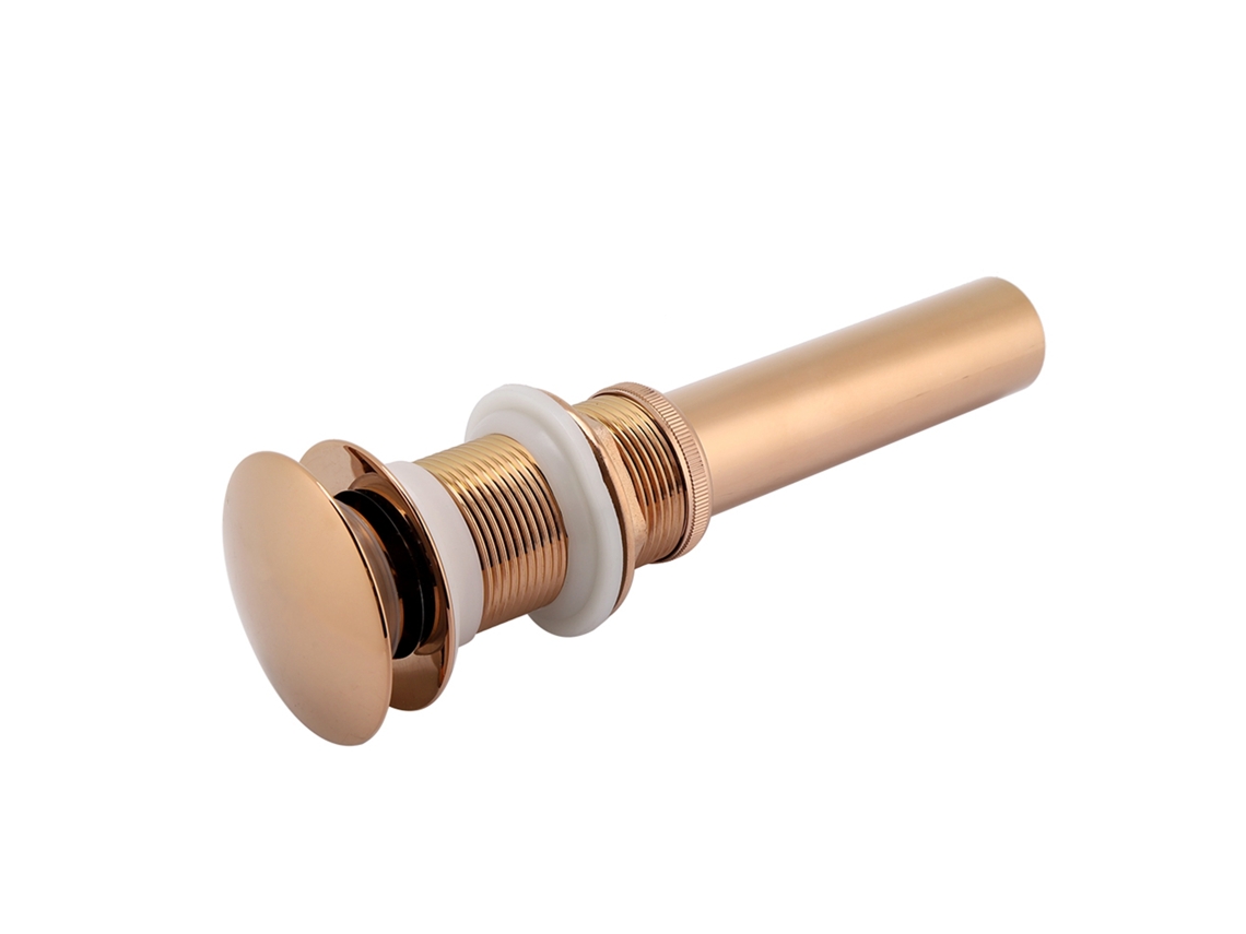 Grifo de lavabo de baño emergente de latón G1 1/4 sin rebosadero, oro rosa