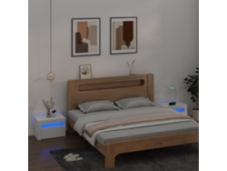 Mesas Cabeceira LOVELY HOME Mesinha com Luzes Led 2 Pcs 60X35X40 Cm Branco