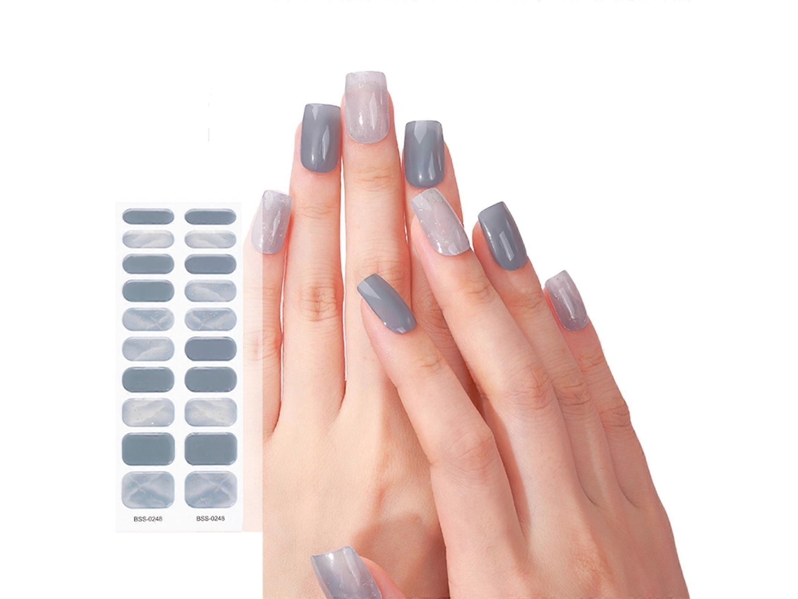 Adesivos de gel profissionais para unhas, cobertura total para meninas, sem tempo de espera, sem danos às unhas naturais, requer lâmpada UV/LED, decoração de unhas Bss0251 GOKOCO
