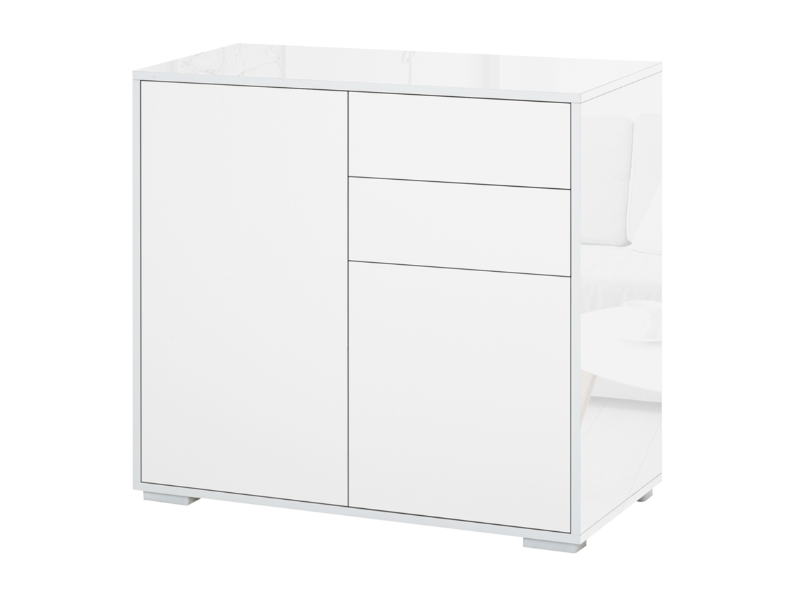 Armário com 2 Gavetas e 2 Portas, Abertura por Pressão, para Casa e Escritório, 79x36x74cm, Branco Fosco ZENCORE SERVICES