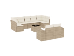Conjunto 10 de sofás jardín con cojines beige VIDAXL ratán sintético