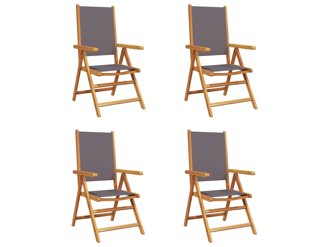 Maison Exclusive - Sillas De Jardín Reclinables 4 Uds Tela Madera Maciza Antracita