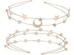 Diademas Doradas De 2 Piezas Con Forma De Estrella Para Mujer, Accesorios Para El Cabello Para Bodas Y Cumpleaños.