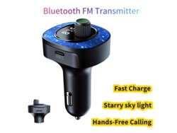 Transmisor de FM YIZHOOD C41 Kit de coche inalámbrico usbA TypeC Auto Radio Mp3 con luz atmosférica de cielo estrellado negro