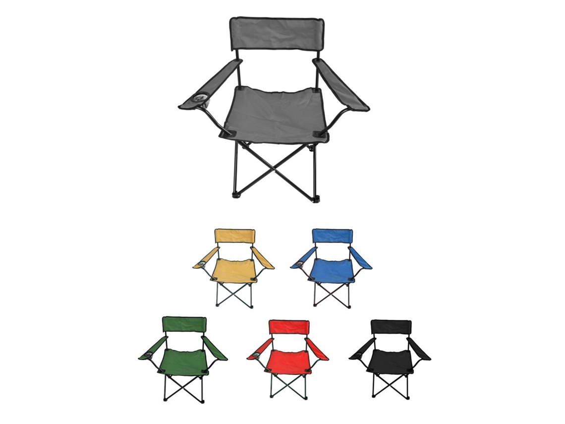 Jardin202 - Silla De Camping Plegable Con Portavasos | Metal Y Lona | 80x80x50 Cm Gris |  (gris)