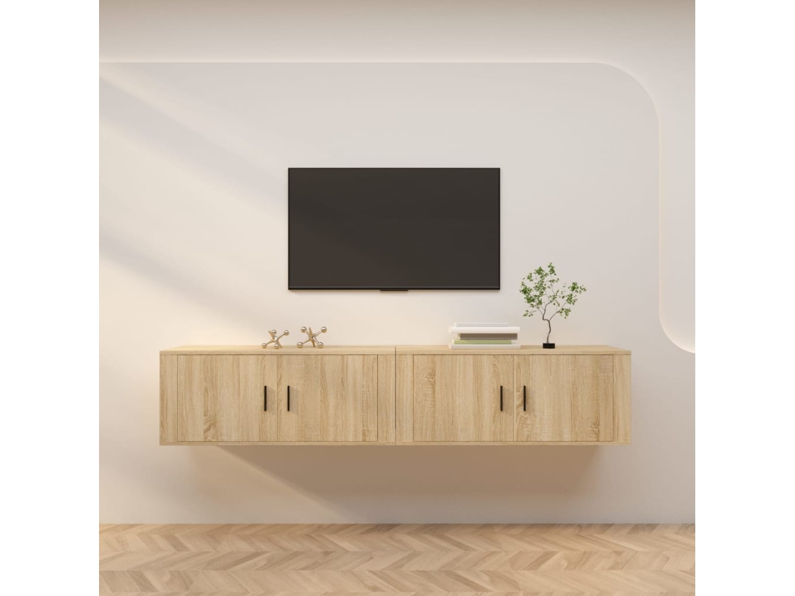 Estantería/Muebles de TV de Pared 2 Pzs 100X34,5X40 Cm Roble Sonoma