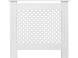 Cubierta para radiador ECD 78x19x82cm MDF lacado blanco diseño de nido de abejas