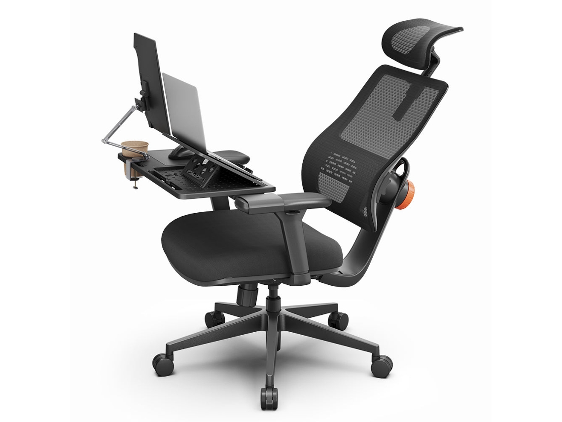 Sillas de oficina Newtral Magich003 con escritorio integrado, reposapiés, respaldo automático, soporte lumbar ajustable y reposabrazos 3D - Negro - Ofertas especiales