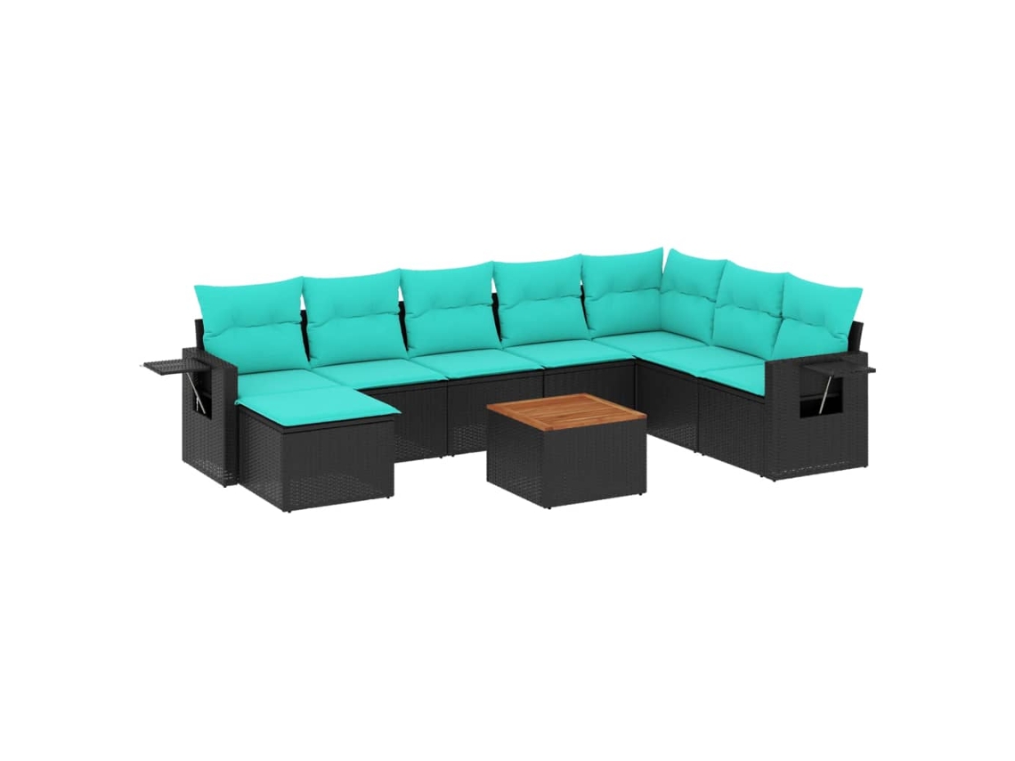 Maison Exclusive - Conjunto De Sofá De Jardín De 9 Piezas Con Cojines, De Poliratán Negro