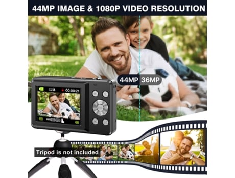 Cámara fotos digital compacta DC403 Nivel de entrada Regalo de cámara para niños FHD 44MP ZOOM 16X Pantalla de 2,4 pulgadas + 32GB - Negro LKC