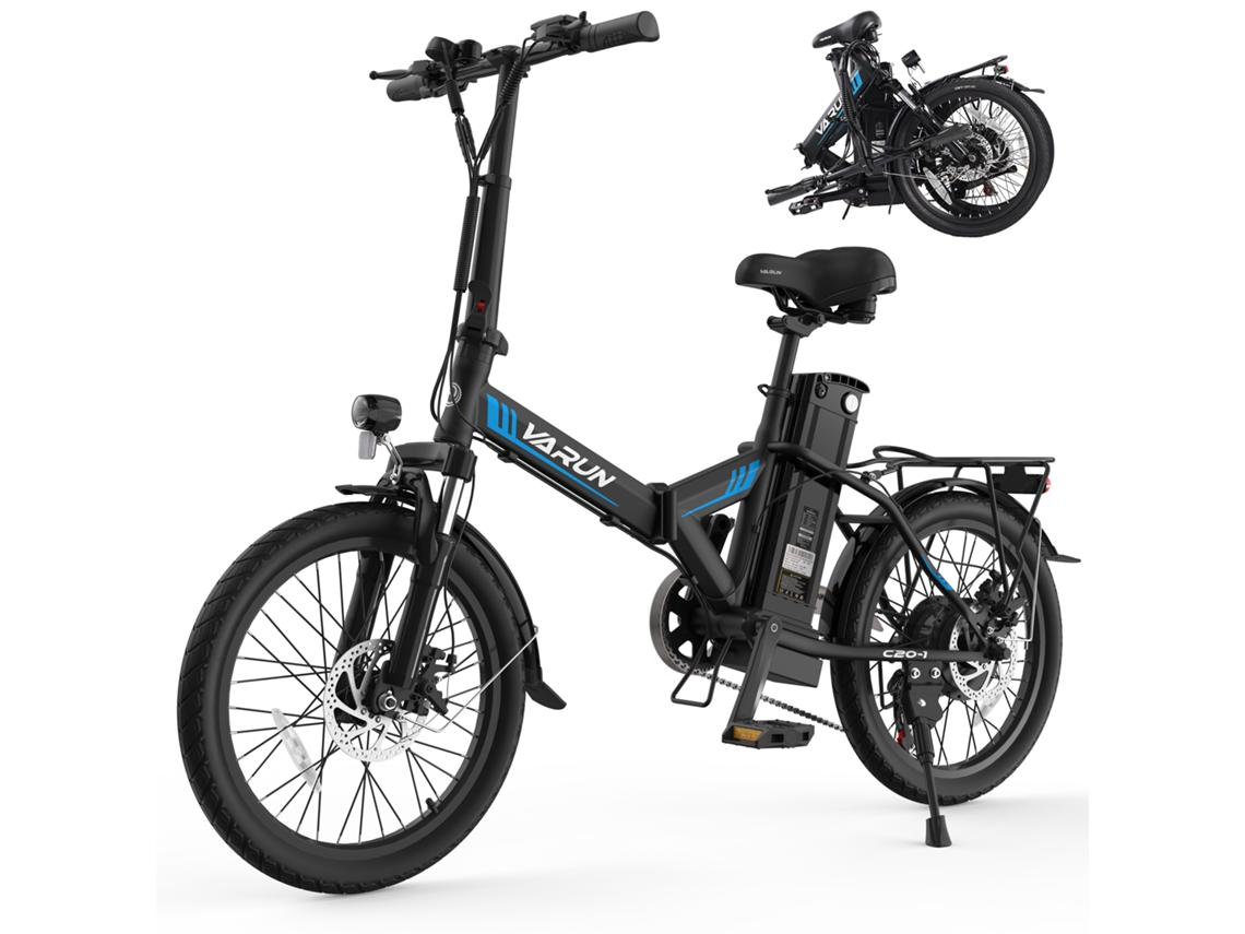Bicicleta eléctrica plegable Varun S20 1 con neumáticos de 20 pulgadas de ancho y batería de 48 V/13 Ah