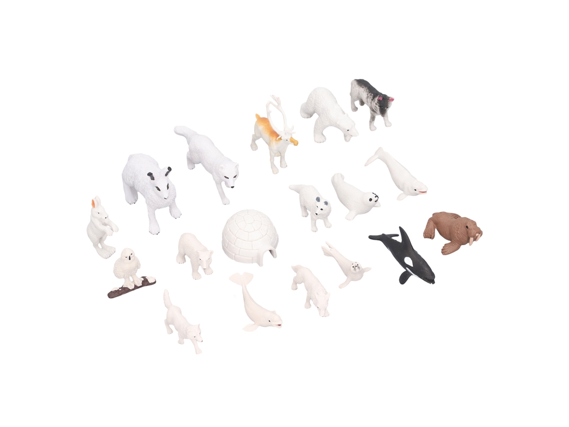 Dan26-set De 18 Figuras De Animales Árticos: Liebre, Reno, Ballena Blanca, Oso - Juguete Simulado Decorativo Infantil