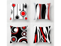 Juego De 4 Fundas De Cojín De 50 X 50 Cm, Diseño Moderno Abstracto De Rayas Y Puntos.