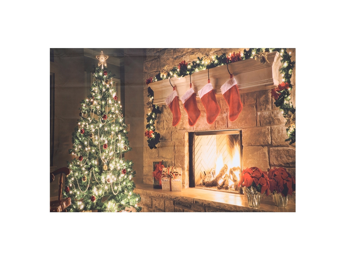 Tapiz Navideño Para Decoración De Pared, Ideal Para Dormitorio Y Sala De Estar. Manta Tejida De Fibra De Poliéster De 150x130 Cm.