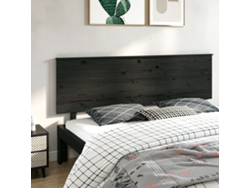 Cabecero De Cama Madera Maciza De Pino Negro 204x6x82,5 Cm