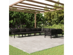 Conjunto de jardín DKD Home Decor de 9 piezas con cojines de aluminio antracita