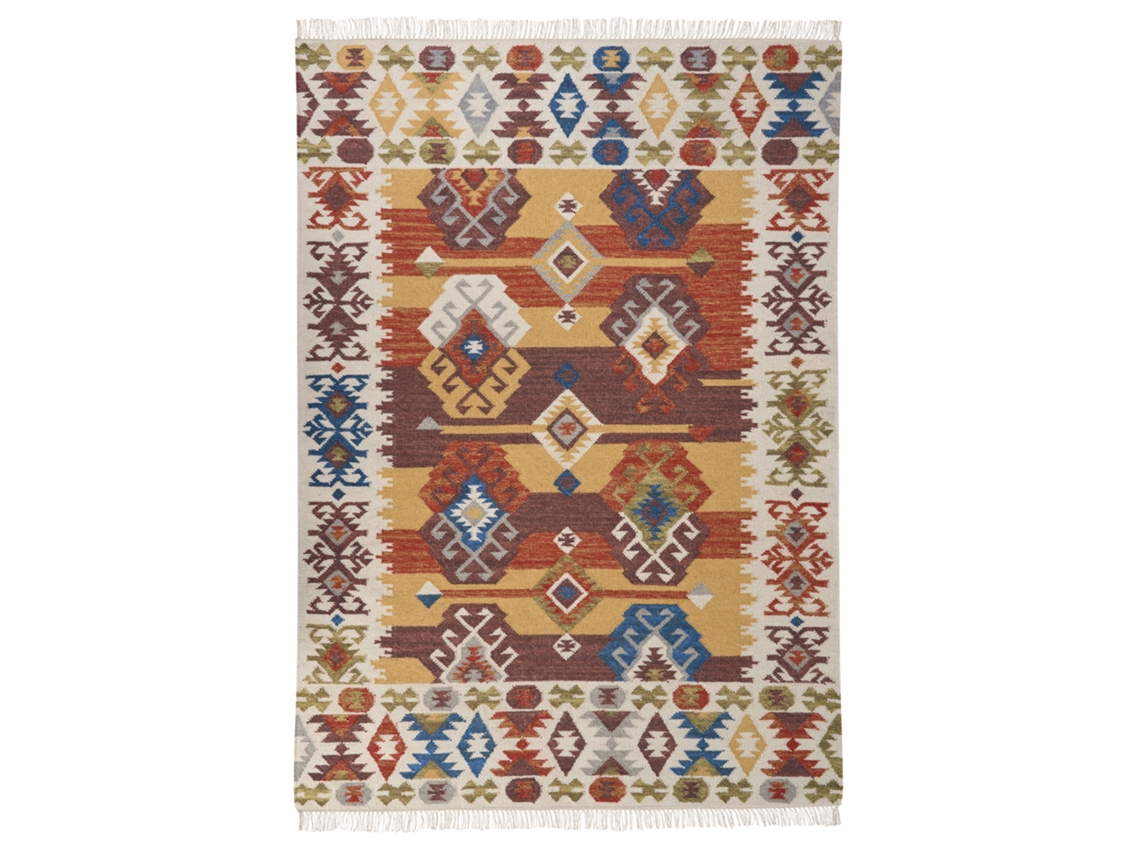 Tapete Beliani Vosketap De Lã Multicolor 160x230