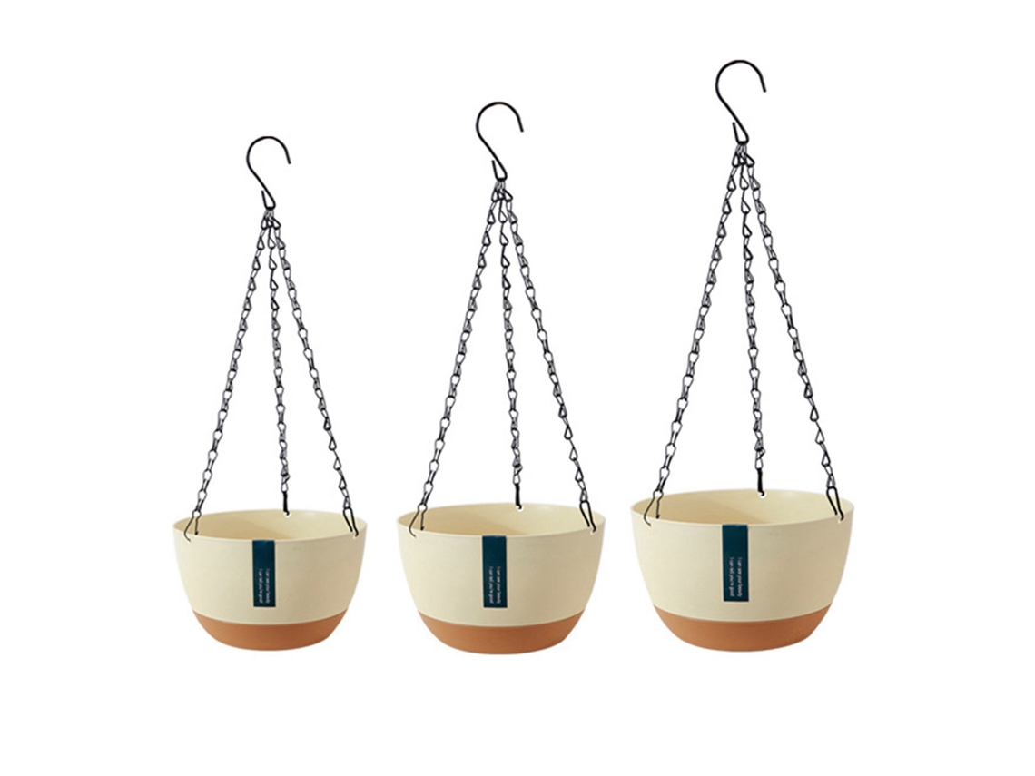 Cesta para plantas de doble cadena con absorción automática de agua para balcón e interior.