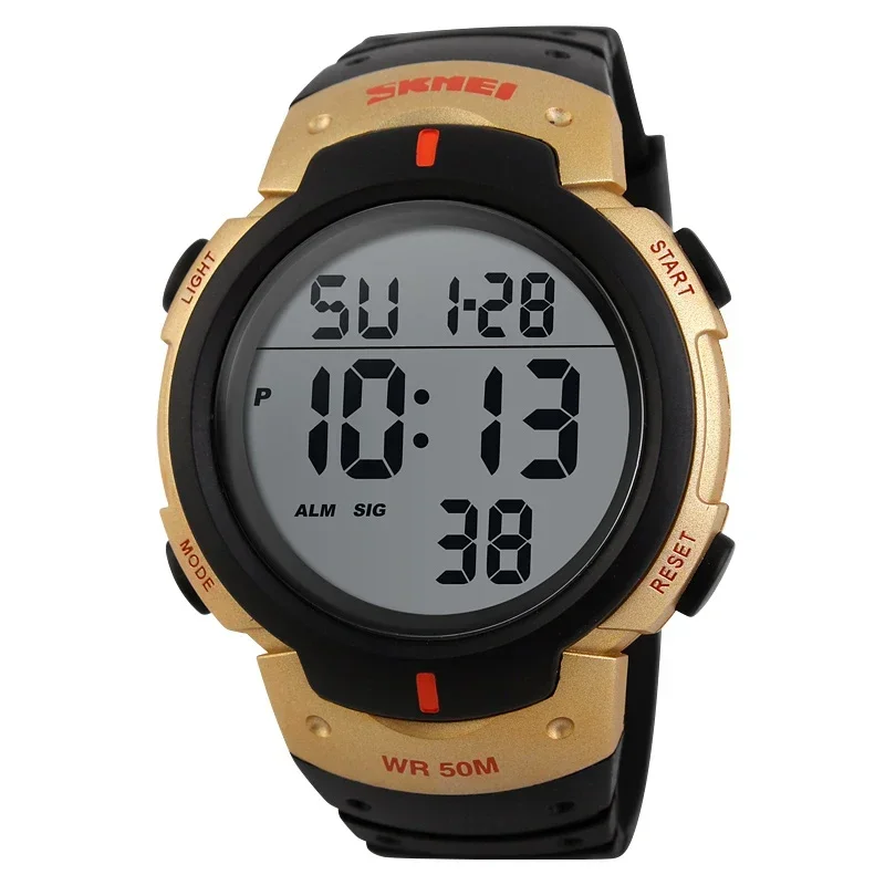 Reloj digital resistente al agua, reloj deportivo para exteriores para hombre, esfera grande, reloj elegante y sencillo.