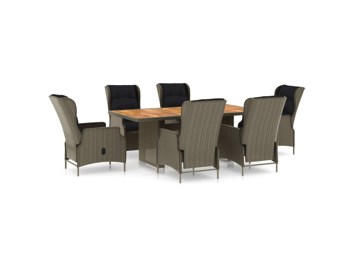 Maison Exclusive - Set Comedor De Jardín 7 Piezas Y Cojines Ratán Sintético Marrón