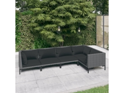 Conjunto de jardín de 5 piezas con cojines de mimbre en gris oscuro de DKD Home Decor
