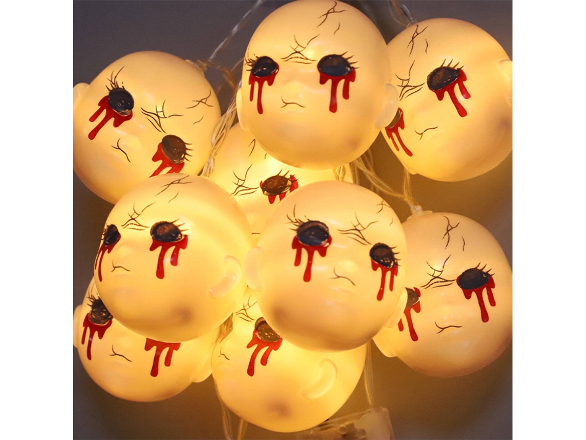Tiras De Luces Led Con Forma De Fantasmas Terroríficos, 3 Metros, 20 Luces, Blanco Cálido, Ideales Para Festivales.