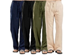 Pantalones De Lino Para Hombre, Pantalones Casuales Con Cinturón De Cuerda Para Uso Diario, Primavera Y Verano.