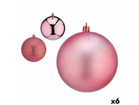 Set de Bolas de Navidad Rosa Plástico 12 x 13 x 12 cm (6 Unidades)