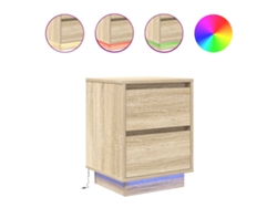 Maison Exclusive - Mesillas De Noche Con Luces Led 2 Uds Roble Sonoma 38x34x50 Cm
