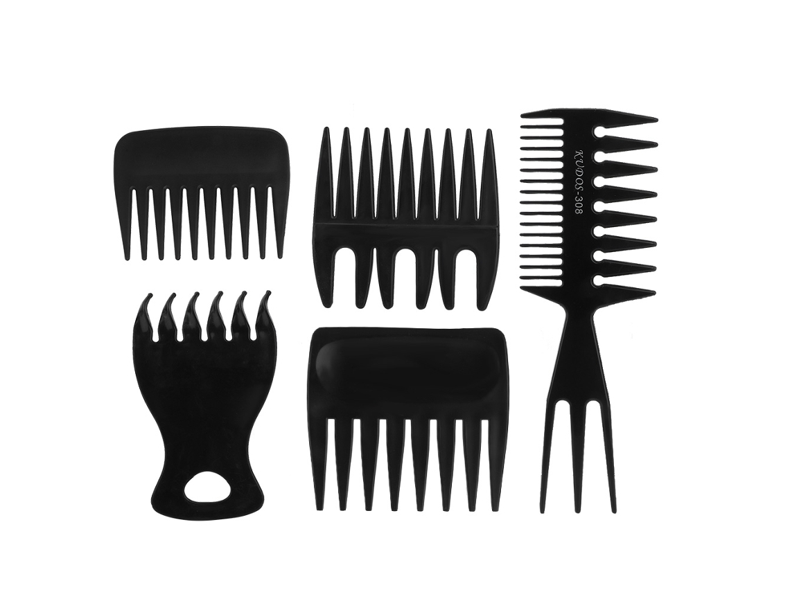 5pcs Pentes De Cabelo Retro Com Dentes Largos Portáteis Para Homens, Pente De Barbear Durável Em Plástico Abs