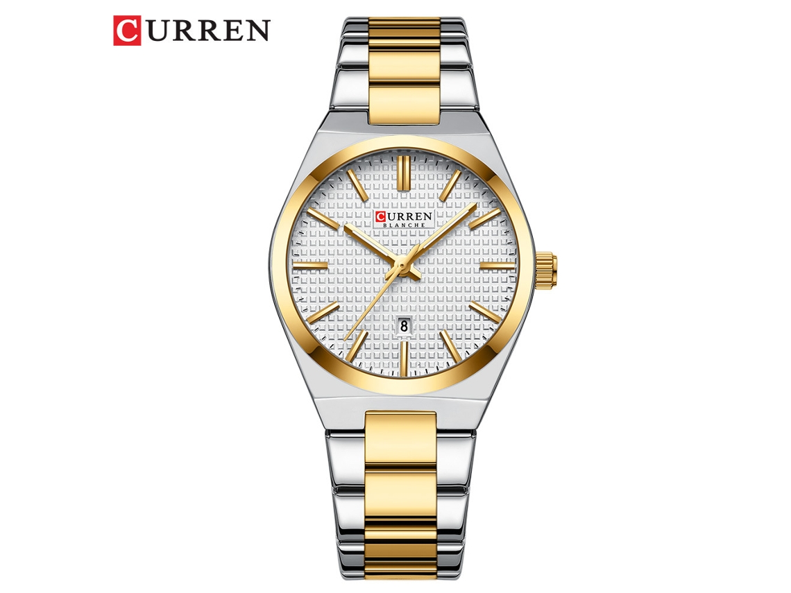 Relógio Feminino MDUG Elegante, Design Quadrado, Pulseira de Aço, Simples e Casual (pulseira Dourada, Caixa Dourada, Mostrador Branco)