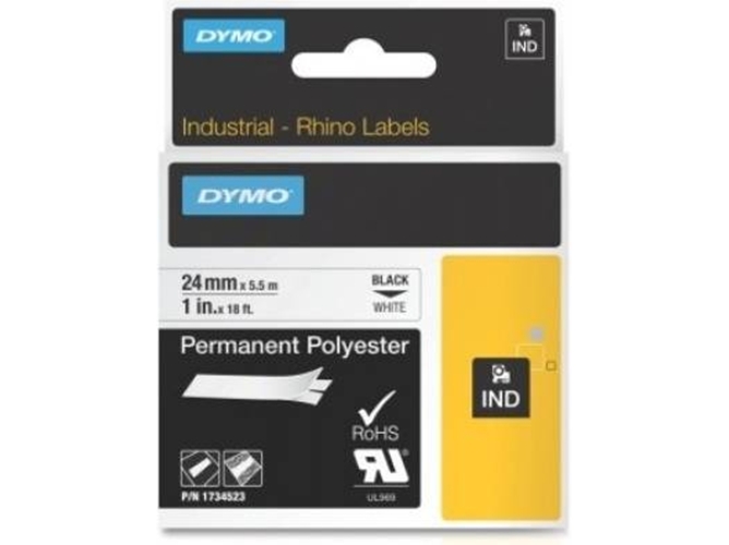 Pack Cinta de Etiquetas DYMO Rhinopro Poliester 41088 — 5 Unidades | 5.5 x 24 mm | Blanco - Negro
