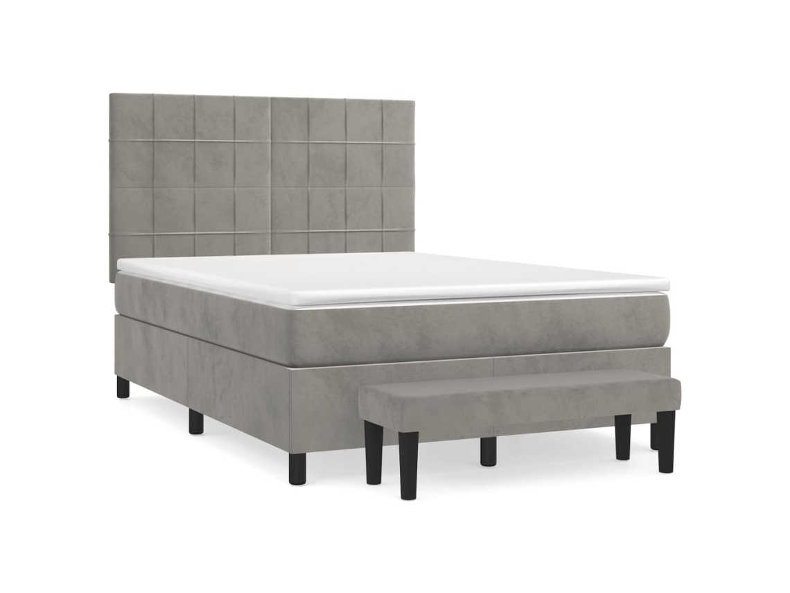 Maison Exclusive - Cama Box Spring Con Colchón Terciopelo Gris Claro 140x190 Cm