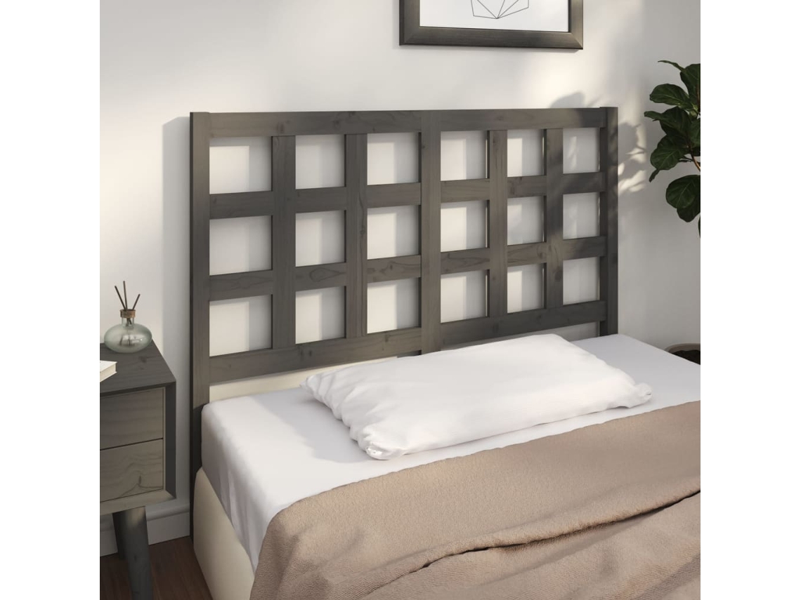 Cabecero De Cama Madera Maciza De Pino Gris 125,5x4x100 Cm