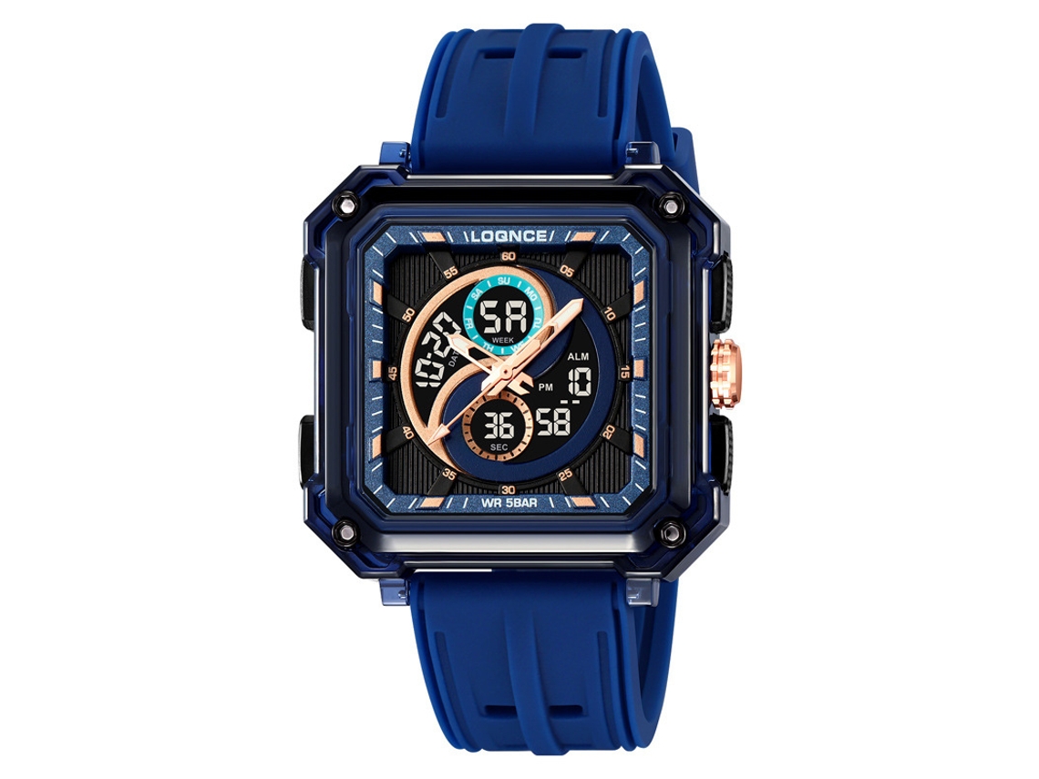 Reloj Deportivo Electrónico (azul), Cronógrafo Cuadrado Elegante E Impermeable Para Estudiantes Con Acabado Luminoso.