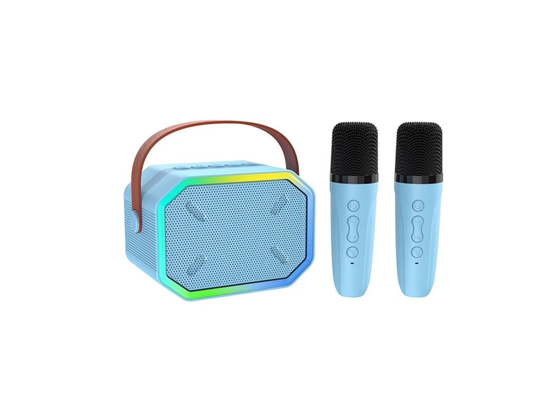 Altavoz Bluetooth De Colores - Sistema De Audio Inalámbrico Para El Hogar - Micrófono De Karaoke - Azul - Micrófonos Duales